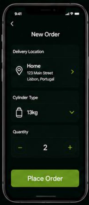 New order screen in the GasDist app